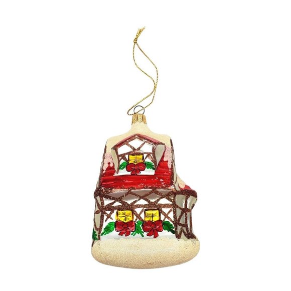 Blown Mercury Glass Christmas Ornament House 4 1/2" Vintage Radko Christmas - Picture 4 of 7